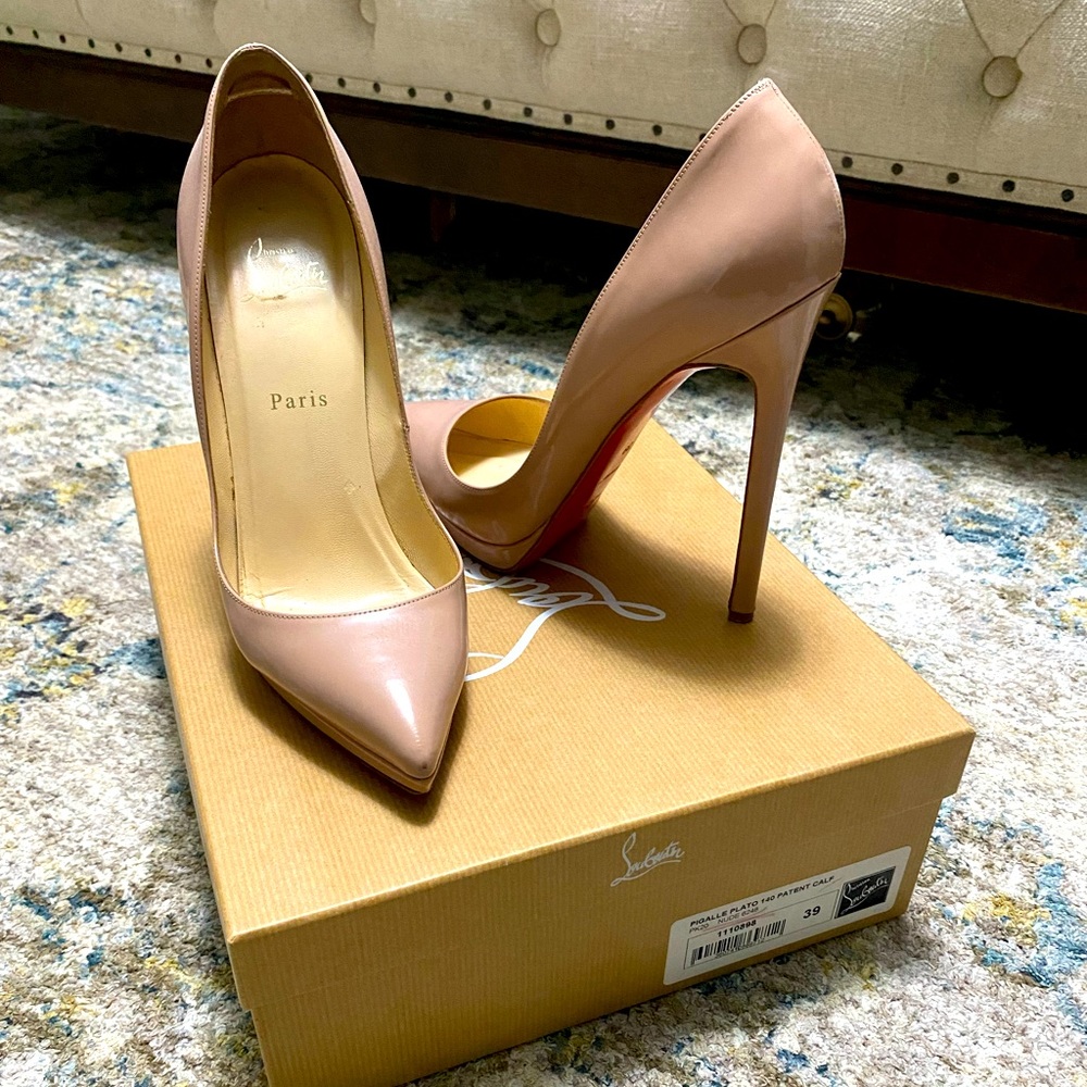 Christian Louboutin Pigalle Plato 140mm heel in nude, size 39